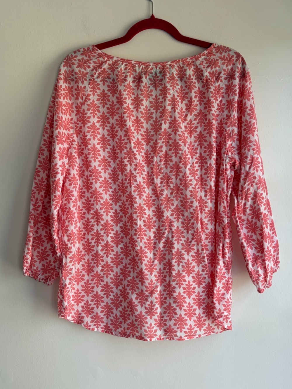 GAP Split Neck Floral 3/4 Sleeve 100% Cotton Peasant Blouse Size L - Picture 4 of 6